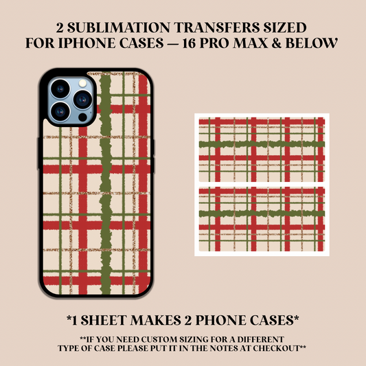 Christmas Plaid Phone Case Sublimation Transfer