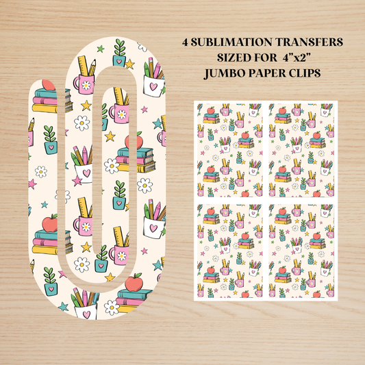 Teacher Doodles Jumbo Paperclip Sublimation Transfer