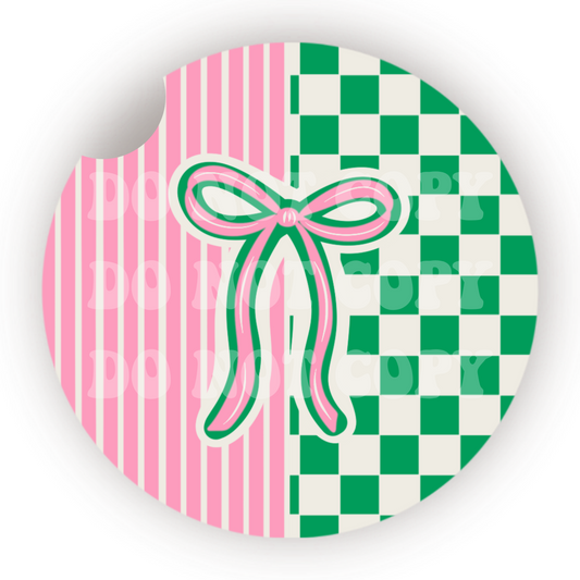 Preppy Bow Car Coaster Sublimation Transfer (Set of 2)