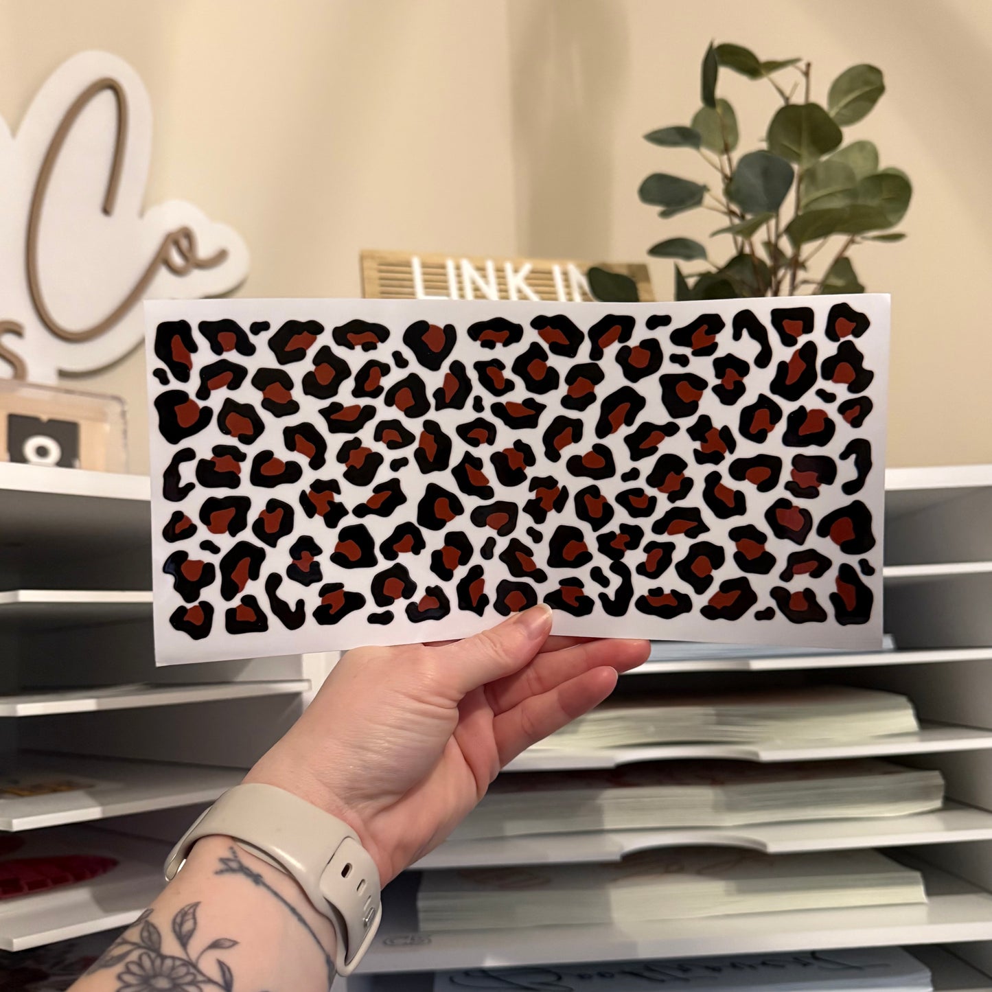 Leopard Print UVDTF 16oz Glass Can Wrap
