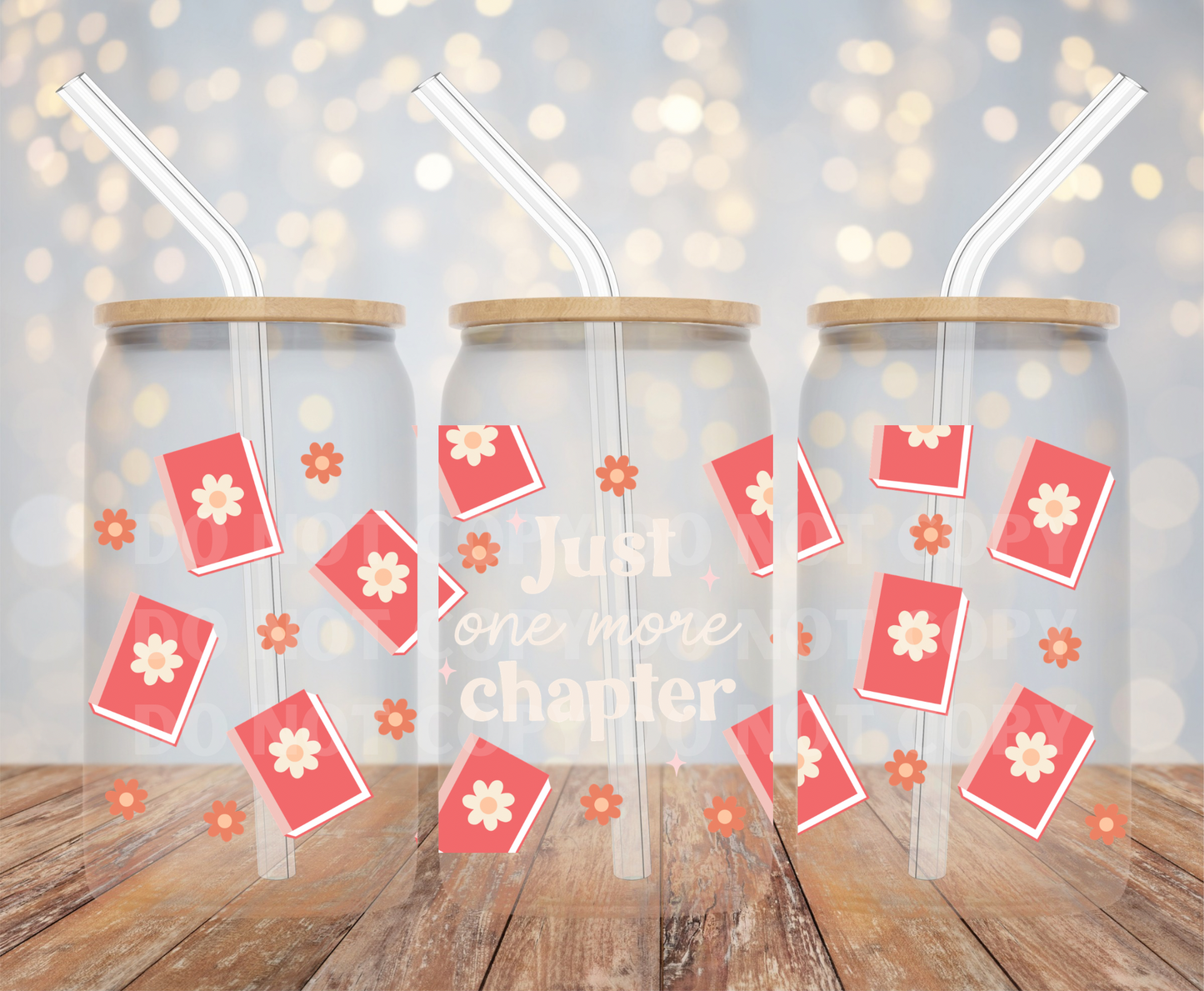 Just One More Chapter UVDTF 16oz Glass Can Wrap