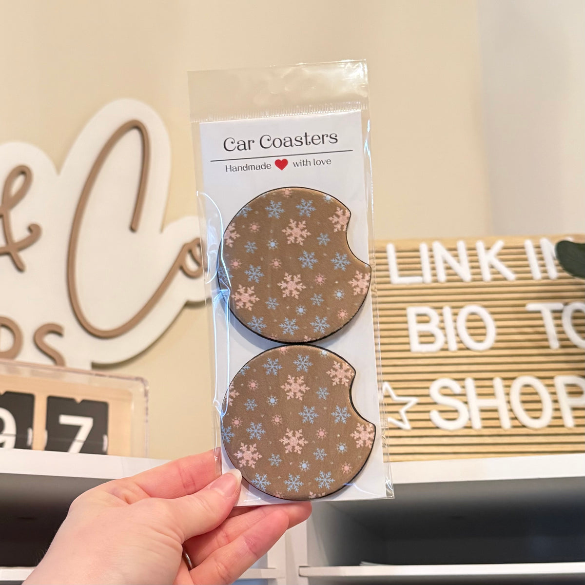 Snowflakes Car Coasters