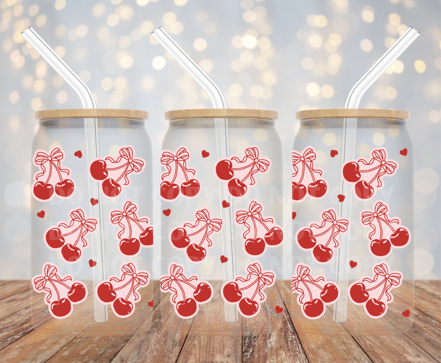 Cherries UVDTF 16oz Glass Can Wrap