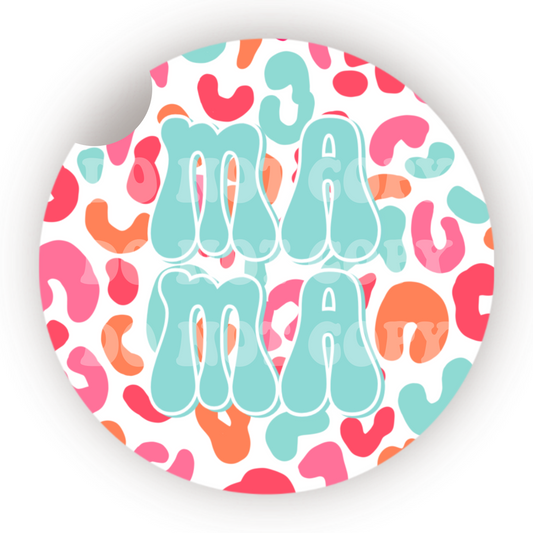 Bright Leopard Mama Car Coaster Sublimation Transfer (Set of 2)