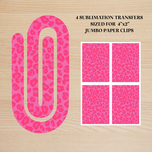 Hot Pink Leopard Print Jumbo Paperclip Sublimation Transfer