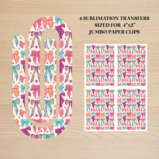 Colorful Retro Bows Jumbo Paperclip Sublimation Transfer
