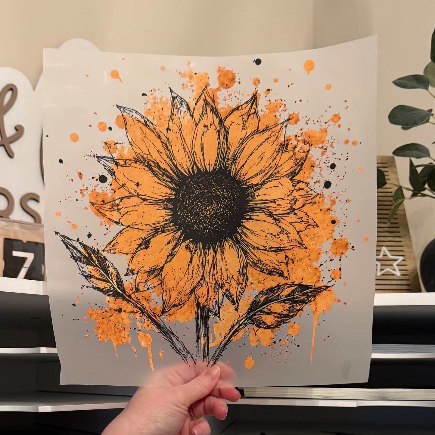 Sunflower Splatter DTF HOT PEEL