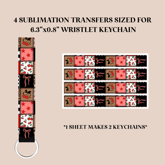 Edgy Patchwork Wristlet Keychain Sublimation Transfer