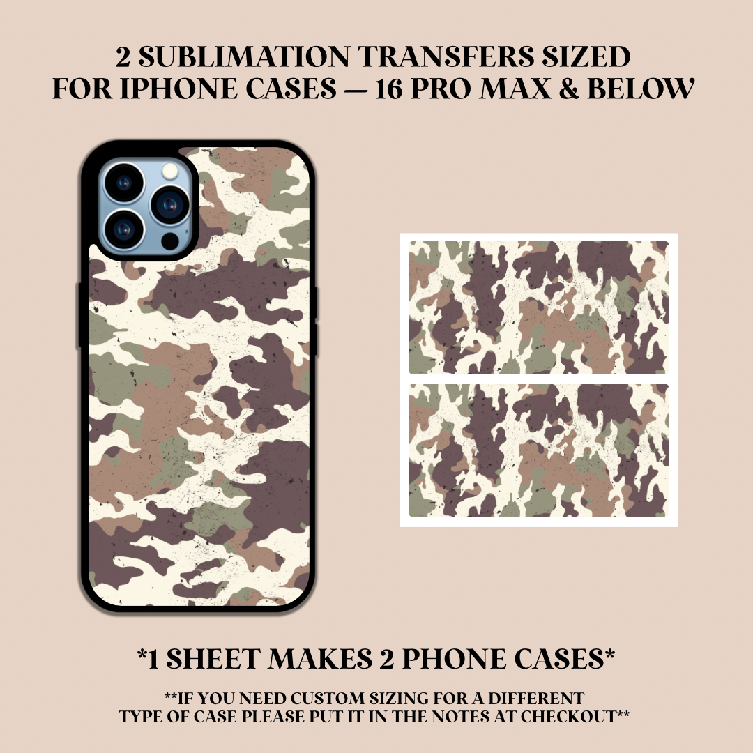 Distressed Camo Phone Case Sublimation Transfer