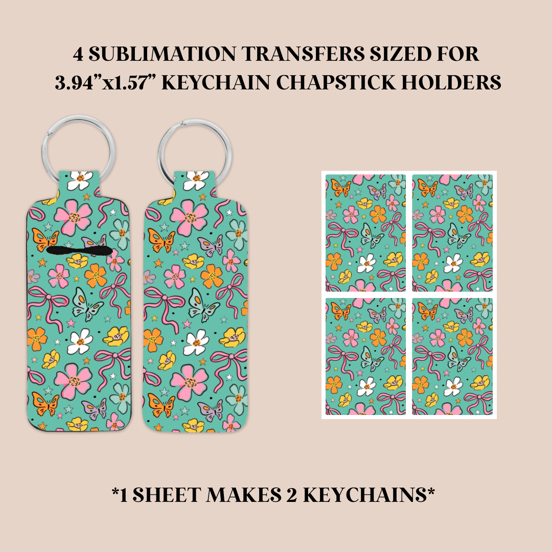 Coquette Doodles Keychain Chapstick Holder Sublimation Transfer