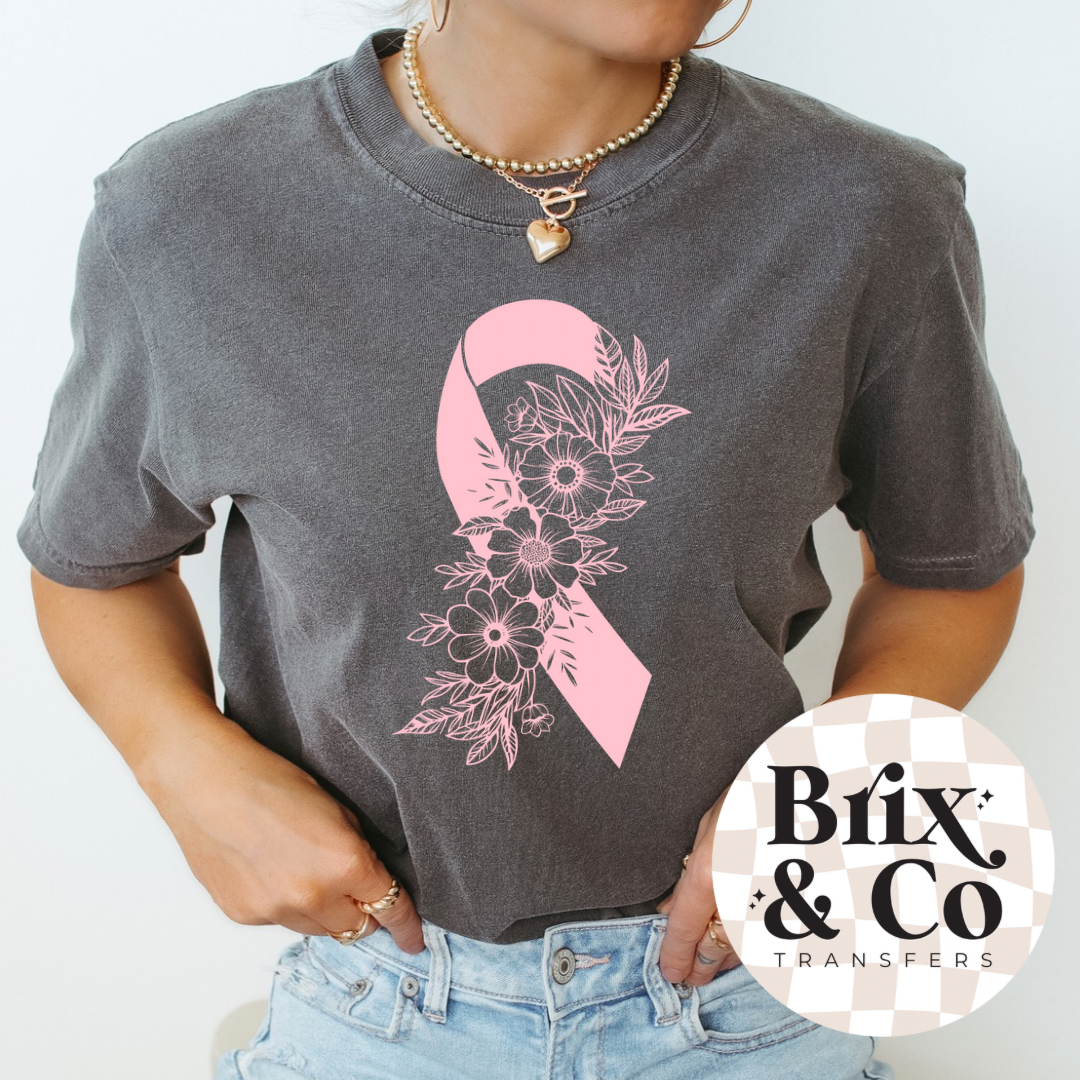 Floral Breast Cancer Awareness Single Color (Baby Pink)