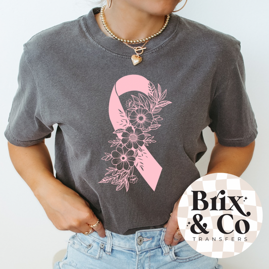 Floral Breast Cancer Awareness Single Color (Baby Pink)