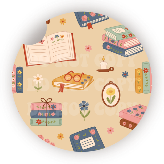 Vintage Books Car Coaster Sublimation Transfer (Set of 2)