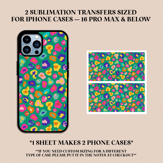 Colorful Leopard Print Phone Case Sublimation Transfer