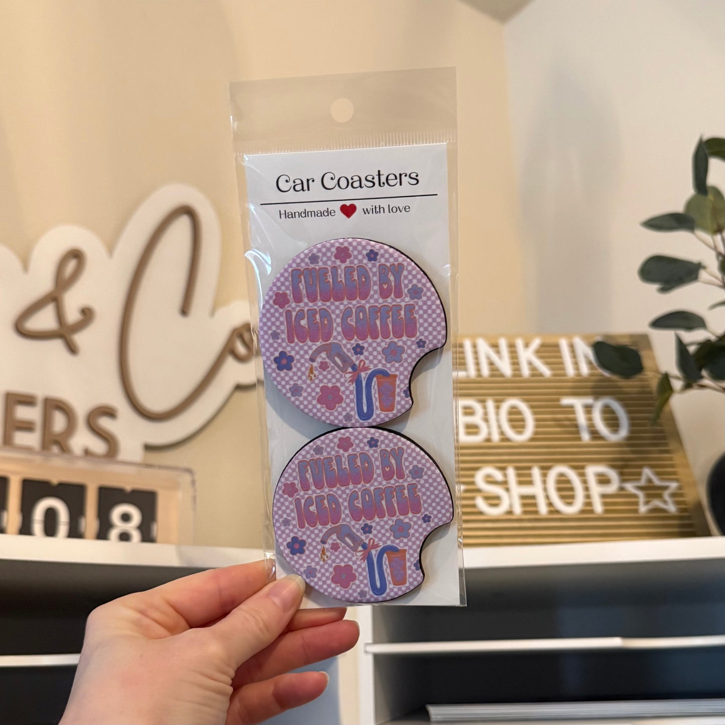 Fueled By Iced Coffee Car Coasters