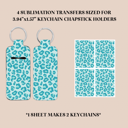 Blue Leopard Print Keychain Chapstick Holder Sublimation Transfer