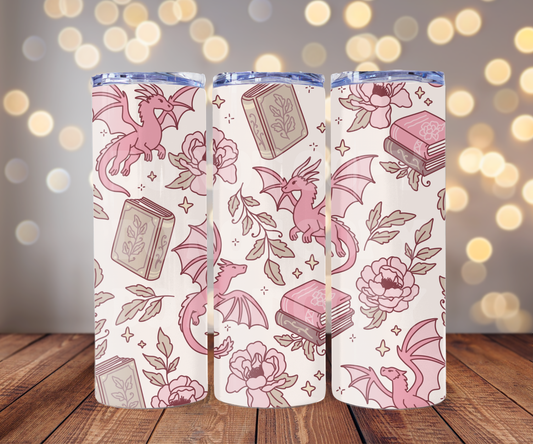 Bookish Dragons 20 oz Skinny Tumbler Sublimation Transfer - Seamless