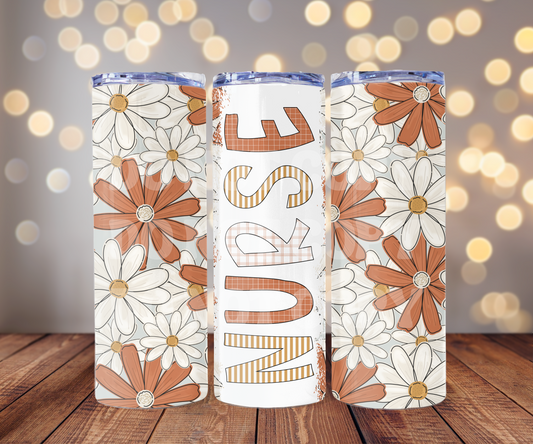 Floral Nurse 20 oz Skinny Tumbler Sublimation Transfer - Seamless