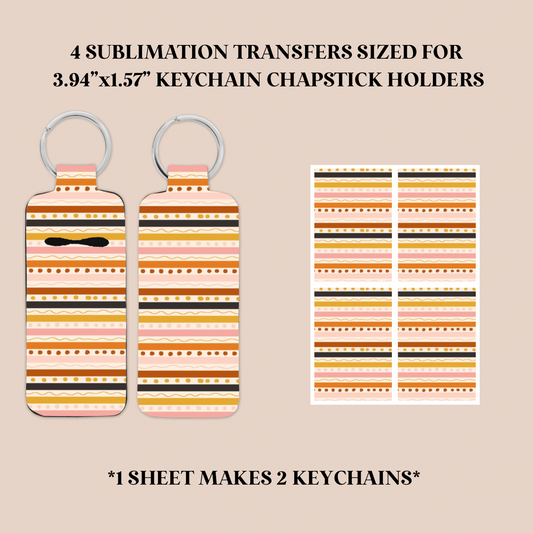 Dots & Stripes Keychain Chapstick Holder Sublimation Transfer