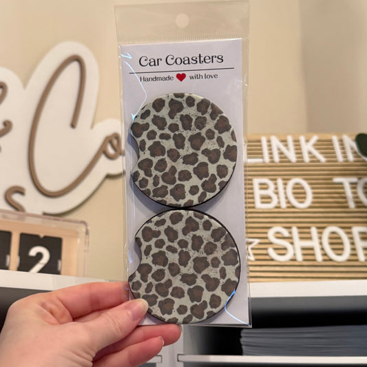 Camo Leopard Car Coasters