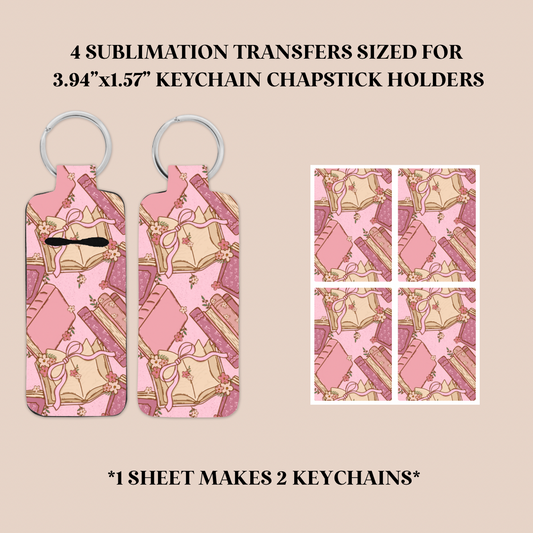 Coquette Books Keychain Chapstick Holder Sublimation Transfer