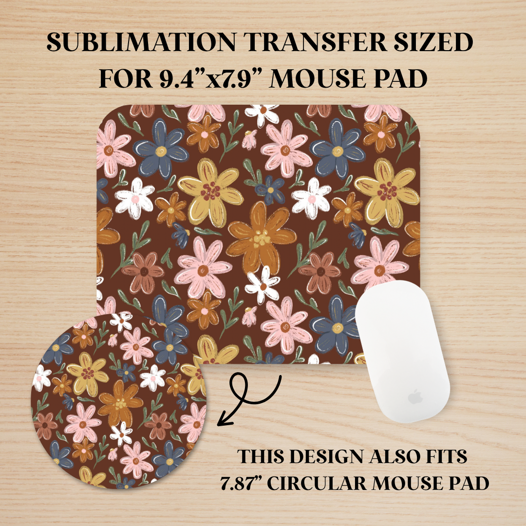 Fall Floral Mouse Pad Sublimation Transfer
