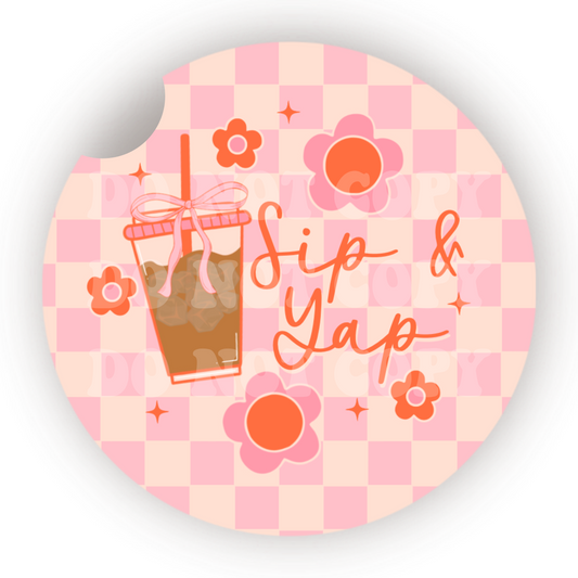 Sip & Yap Car Coaster Sublimation Transfer (Set of 2)