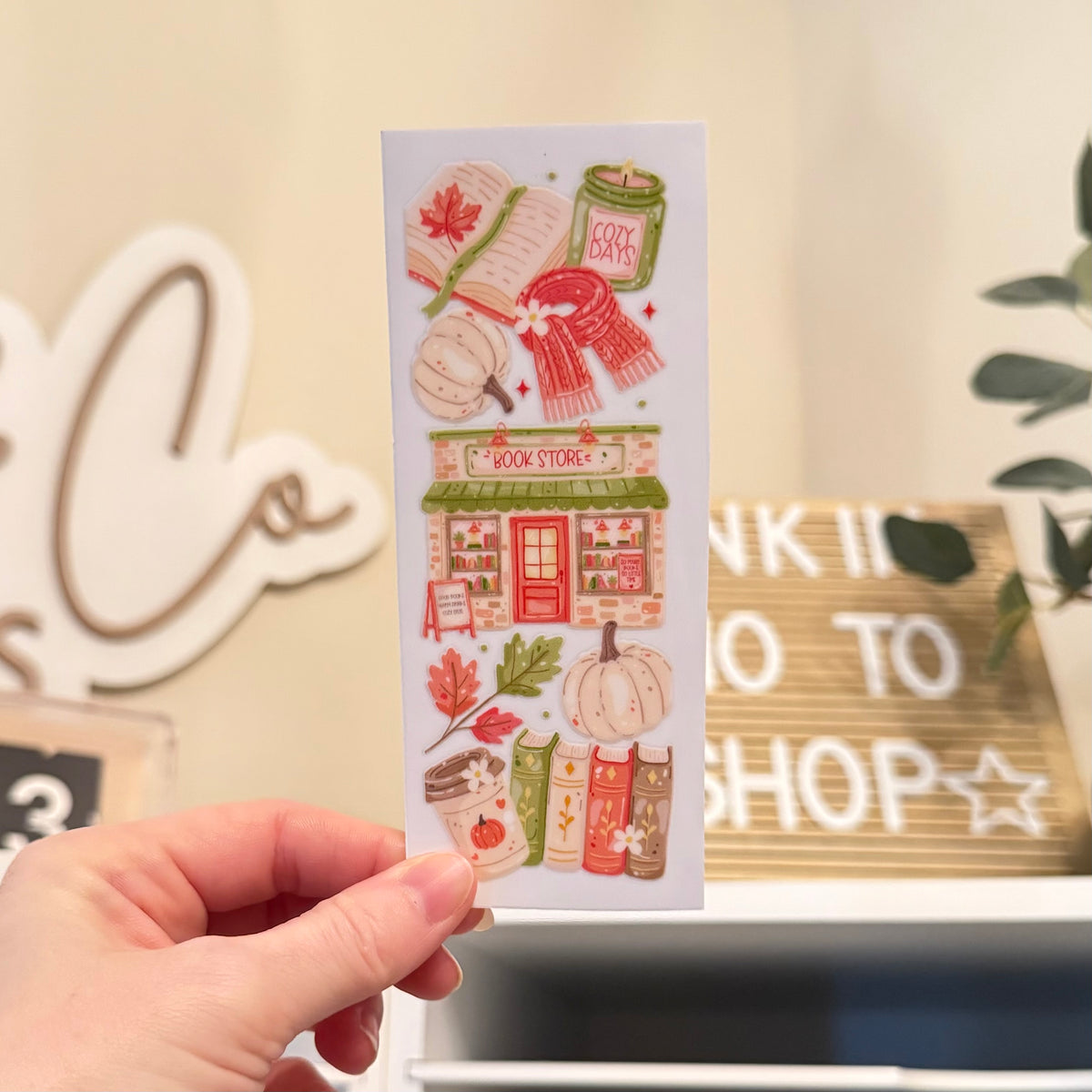 Autumn Bookstore UVDTF Bookmark