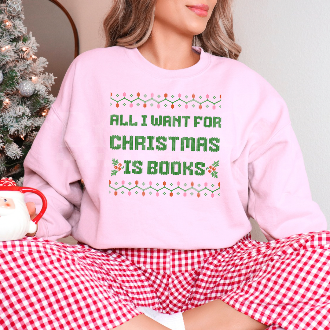 All I Want For Christmas Is Books Ugly Sweater DTF HOT PEEL