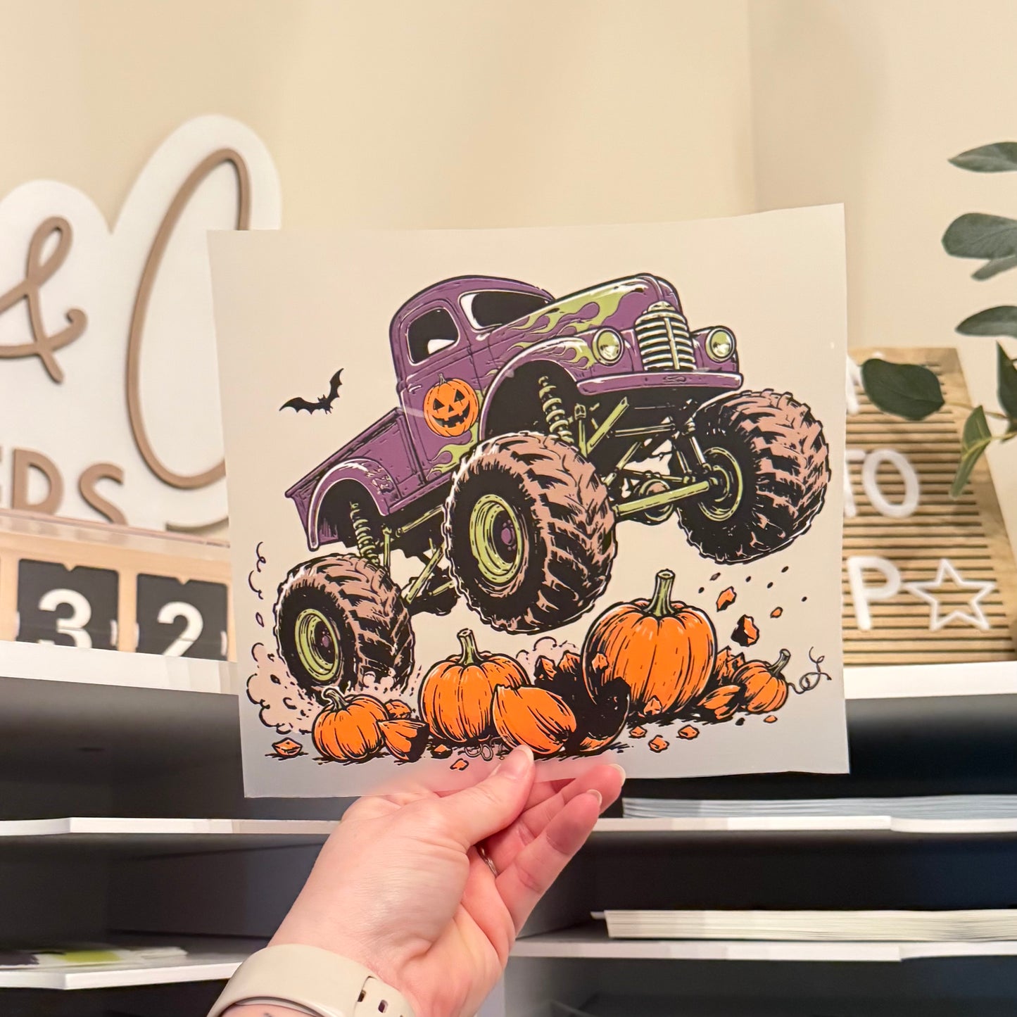 Halloween Monster Truck Youth 8” DTF HOT PEEL