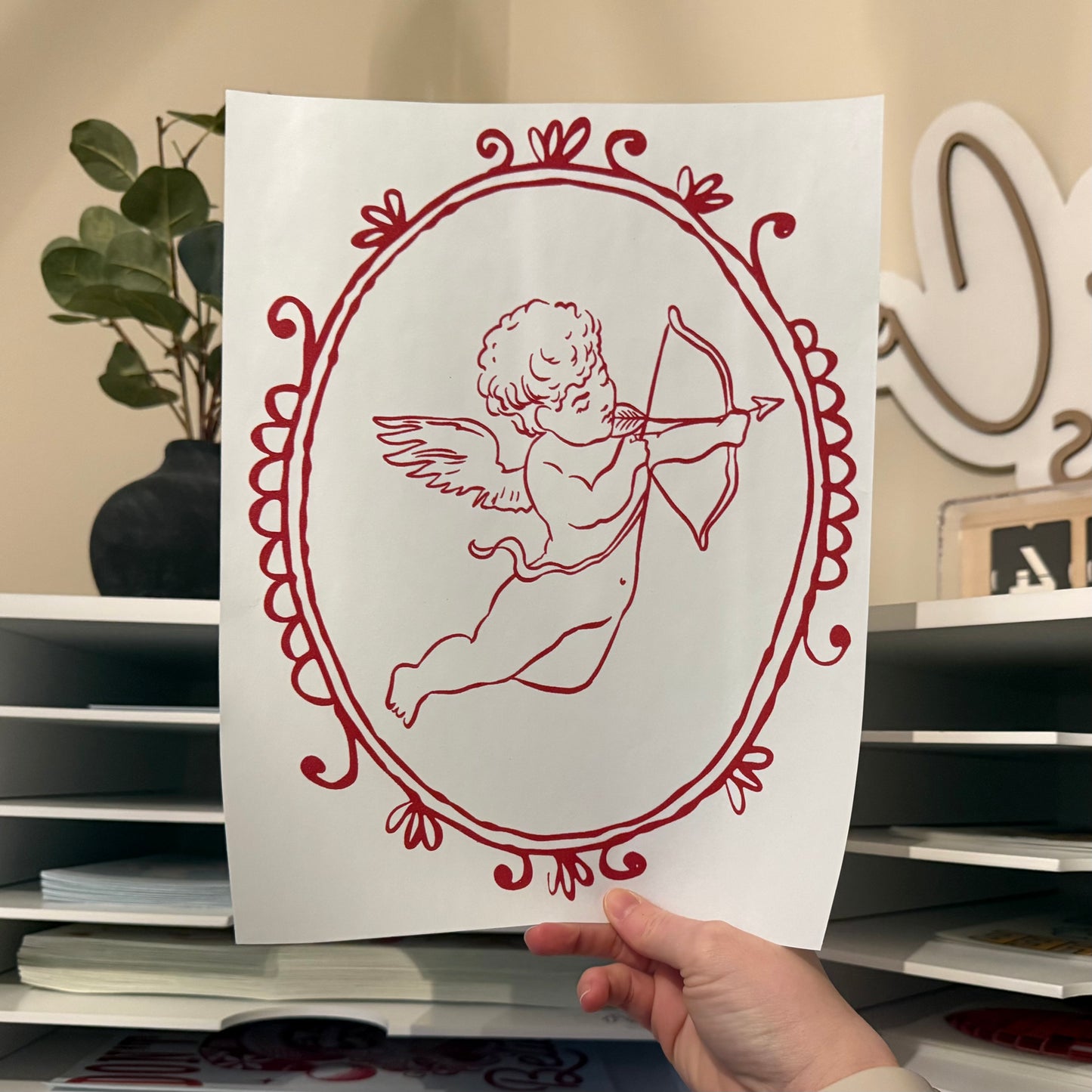 Framed Cupid Single Color (Red)
