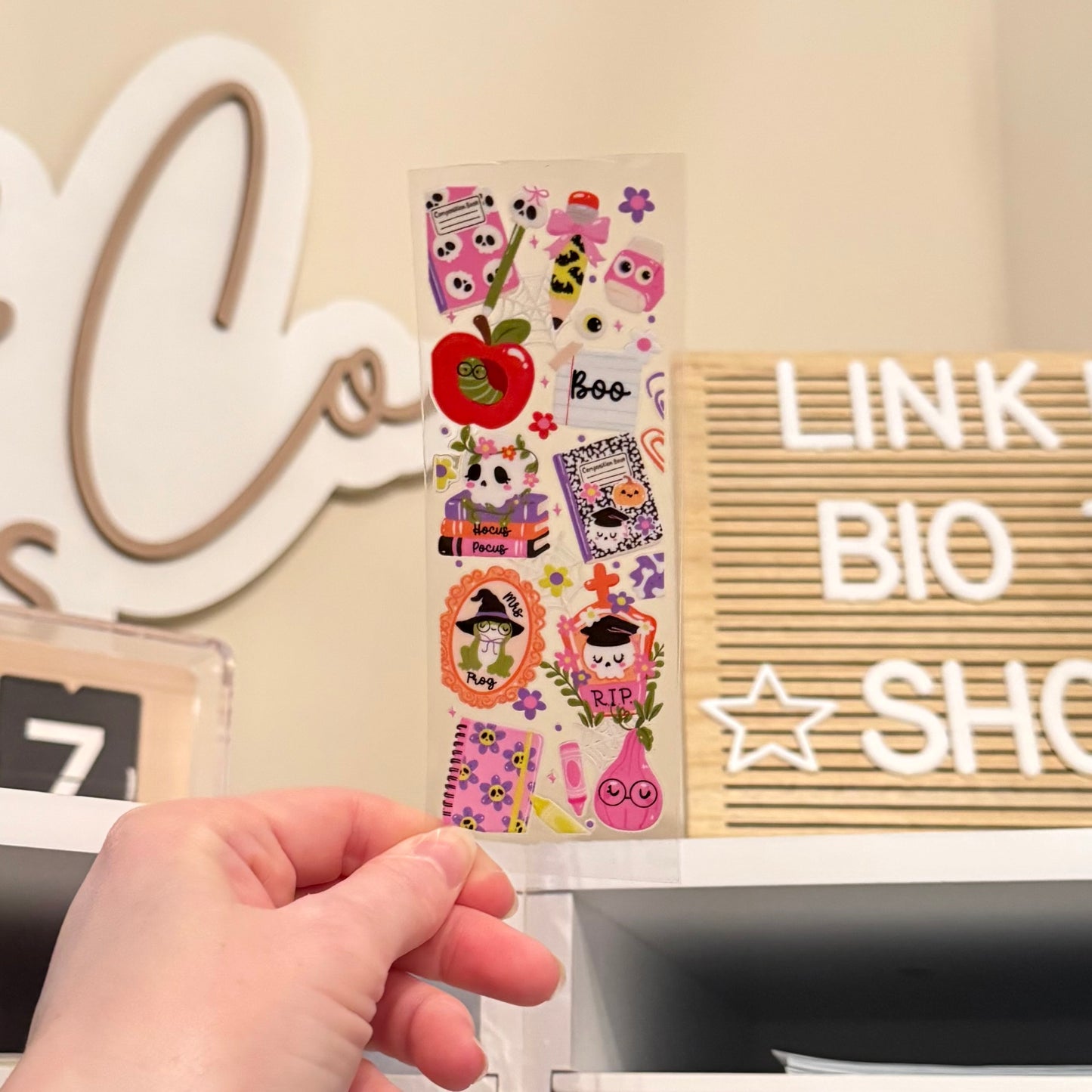 Spooky Teacher UVDTF Bookmark