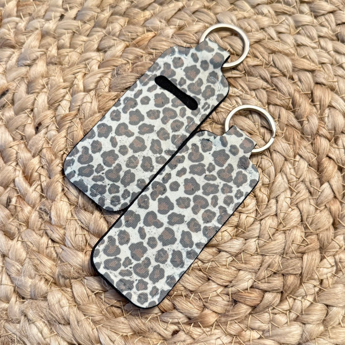 Camo Leopard Chapstick Holder Keychain