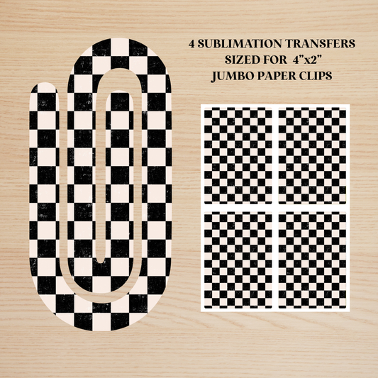 Black & White Checker Jumbo Paperclip Sublimation Transfer