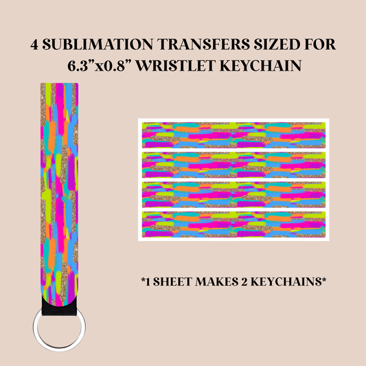 Colorful Brushstrokes Wristlet Keychain Sublimation Transfer