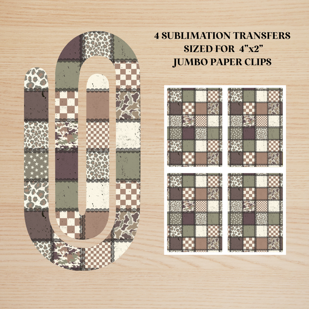 Camo Patchwork Jumbo Paperclip Sublimation Transfer