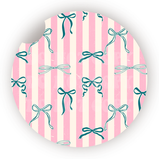Teal Bows Car Coaster Sublimation Transfer (Set of 2)