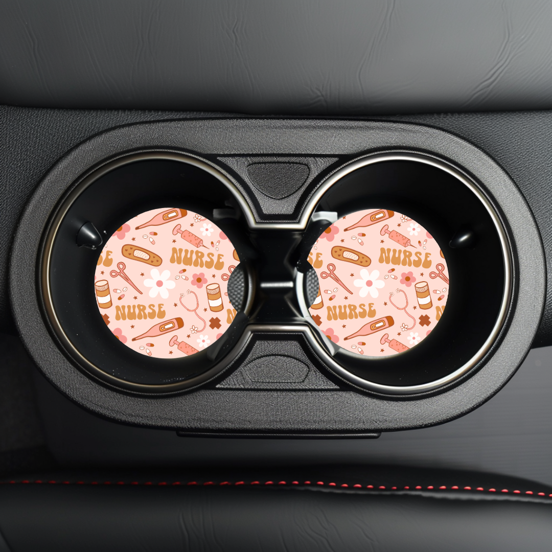 Nurse Doodles Car Coaster Sublimation Transfer (Set of 2)