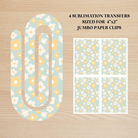 Yellow & White Flowers Jumbo Paperclip Sublimation Transfer