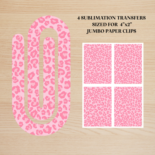 Light Pink Leopard Print Jumbo Paperclip Sublimation Transfer