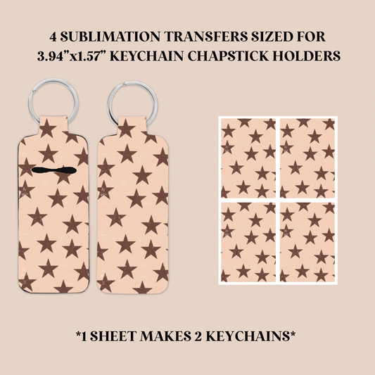 Neutral Stars Keychain Chapstick Holder Sublimation Transfer