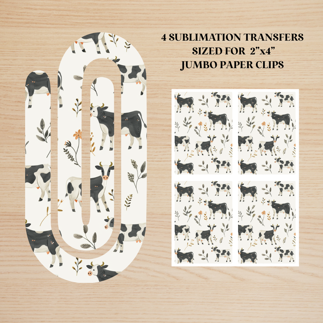 Floral Cows Jumbo Paperclip Sublimation Transfer