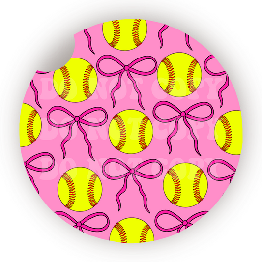 Coquette Softball Car Coaster Sublimation Transfer (Set of 2)