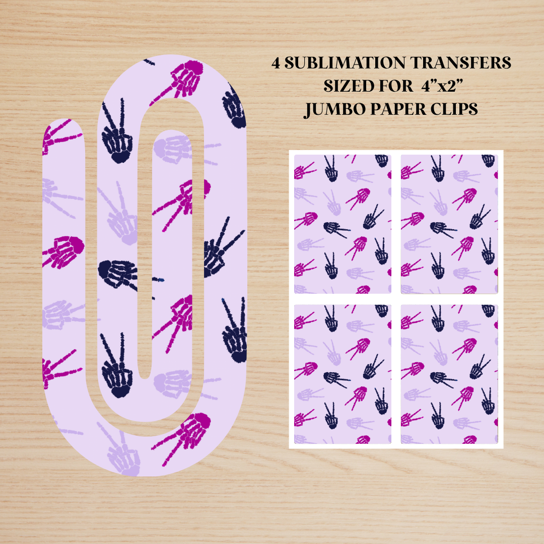 Skelly Peace Sign Jumbo Paperclip Sublimation Transfer