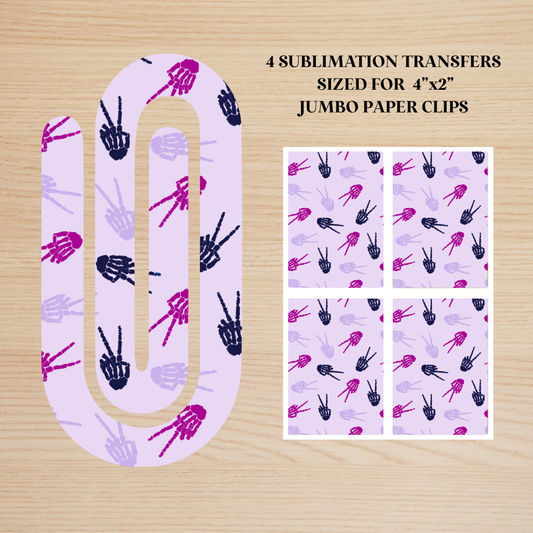 Skelly Peace Sign Jumbo Paperclip Sublimation Transfer