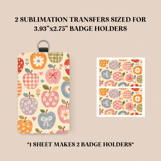 Apple Doodles Badge Holder Sublimation Transfer