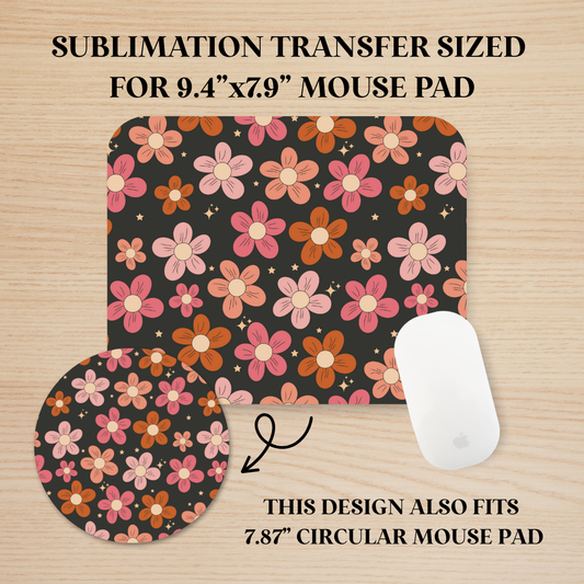Flowers & Stars Mouse Pad Sublimation Transfer