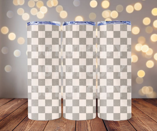 Gray & White Checker 20 oz Skinny Tumbler Sublimation Transfer - Seamless