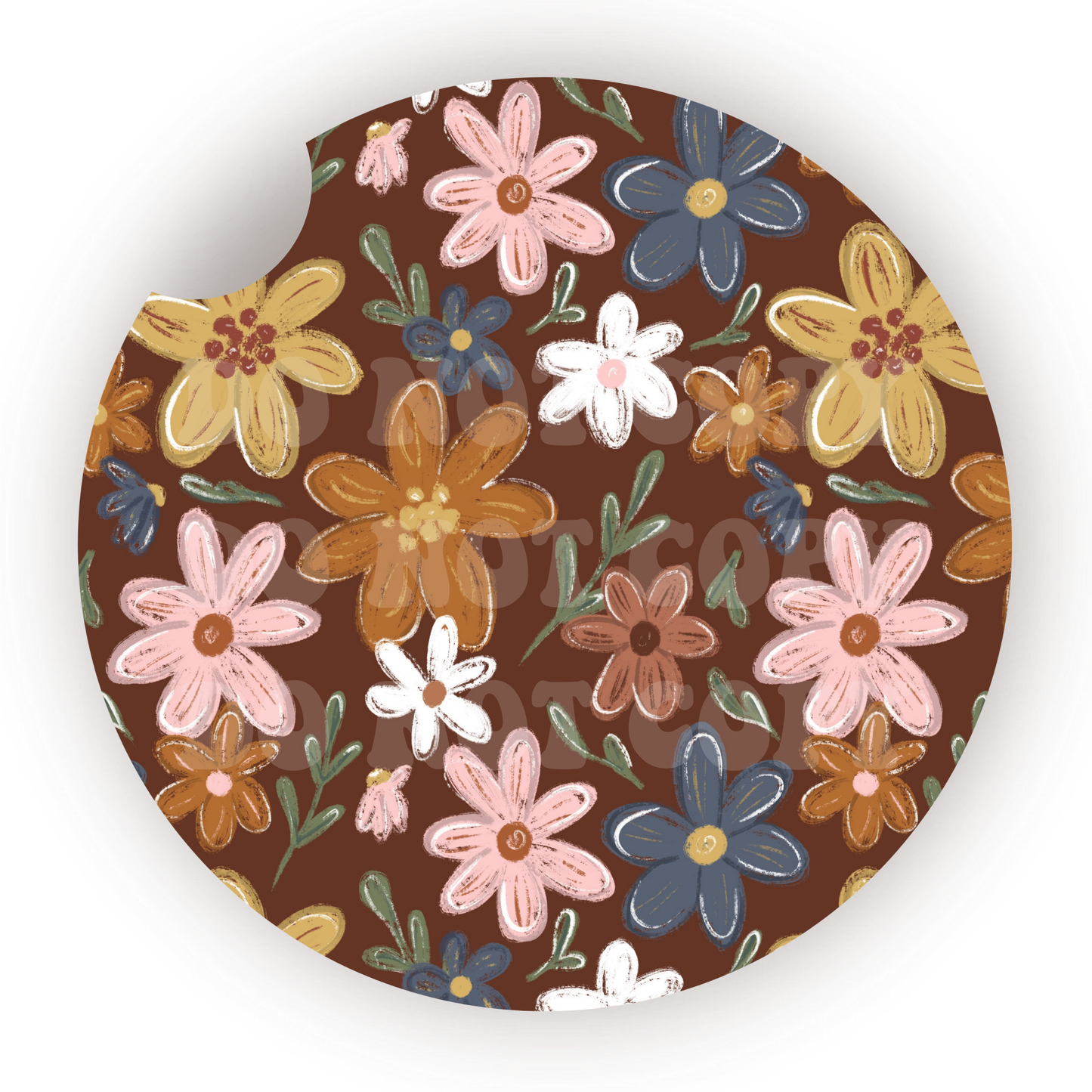 Fall Flowers Car Coaster Sublimation Transfer (Set of 2)
