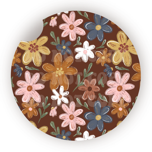 Fall Flowers Car Coaster Sublimation Transfer (Set of 2)